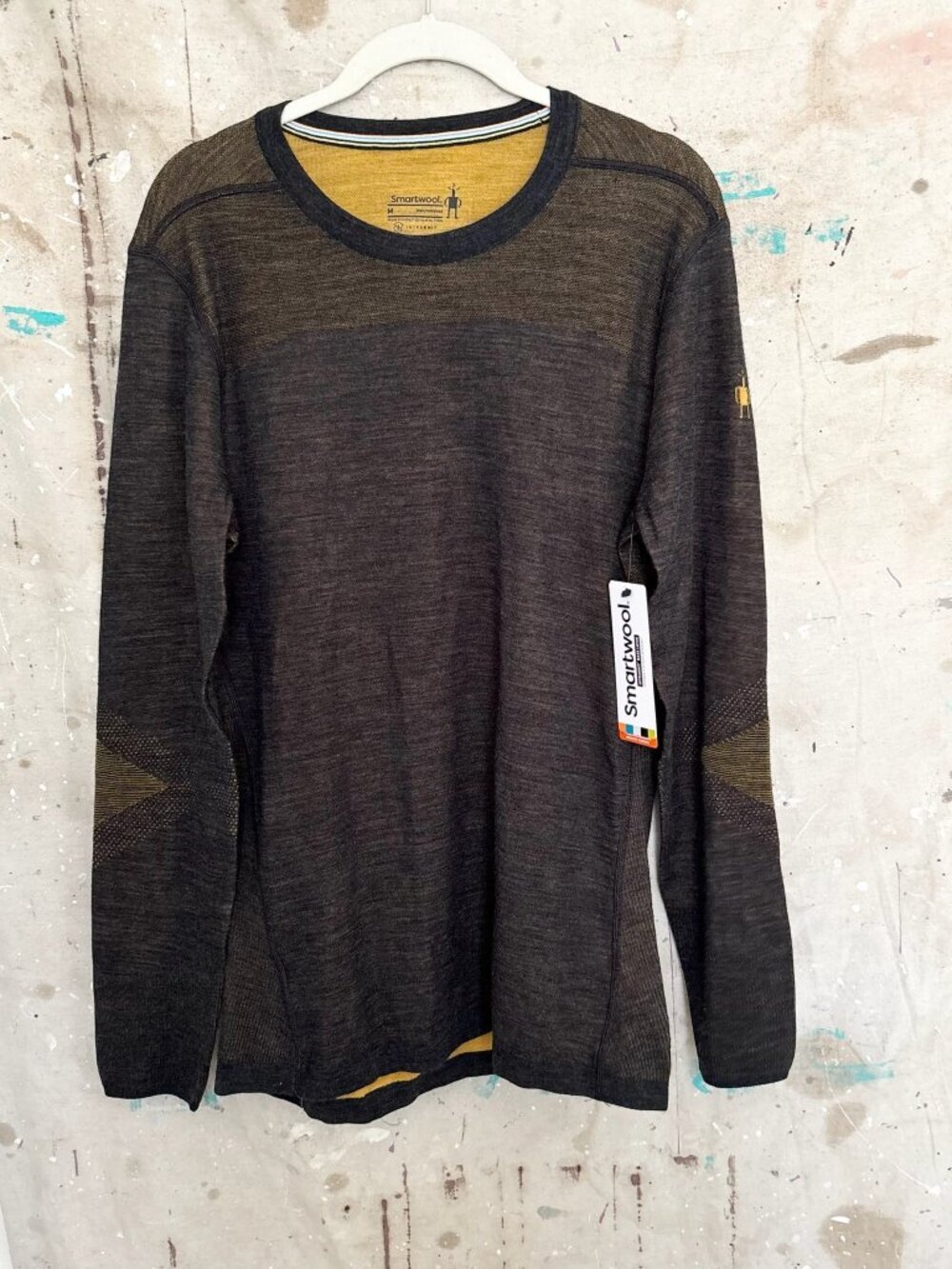 Smartwool Intraknit Thermal Merino Base Layer Crew in Charcoal Honey Gold